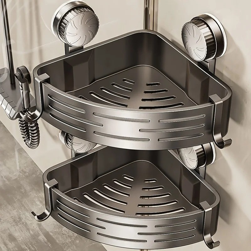 Space-Saving Suction Cup Bathroom Shelf - No Drilling Required