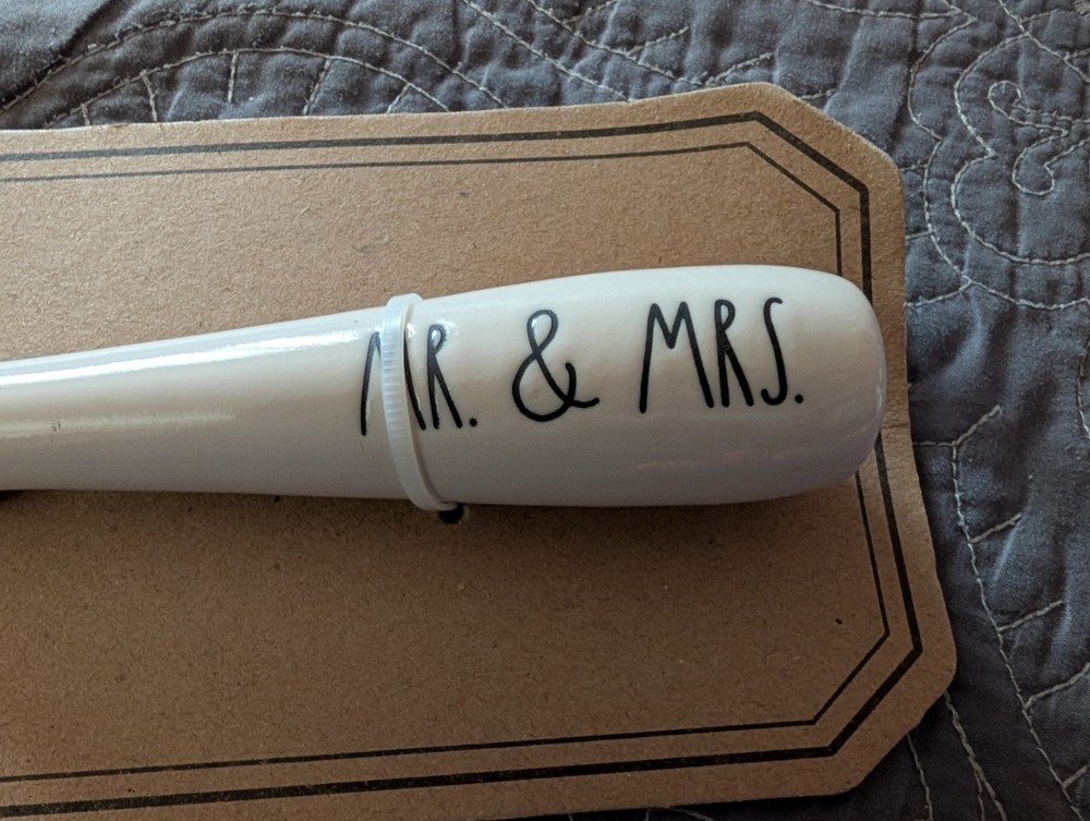 Rae Dunn Ceramic Wedding Cake Server Mr. & Mrs. New
