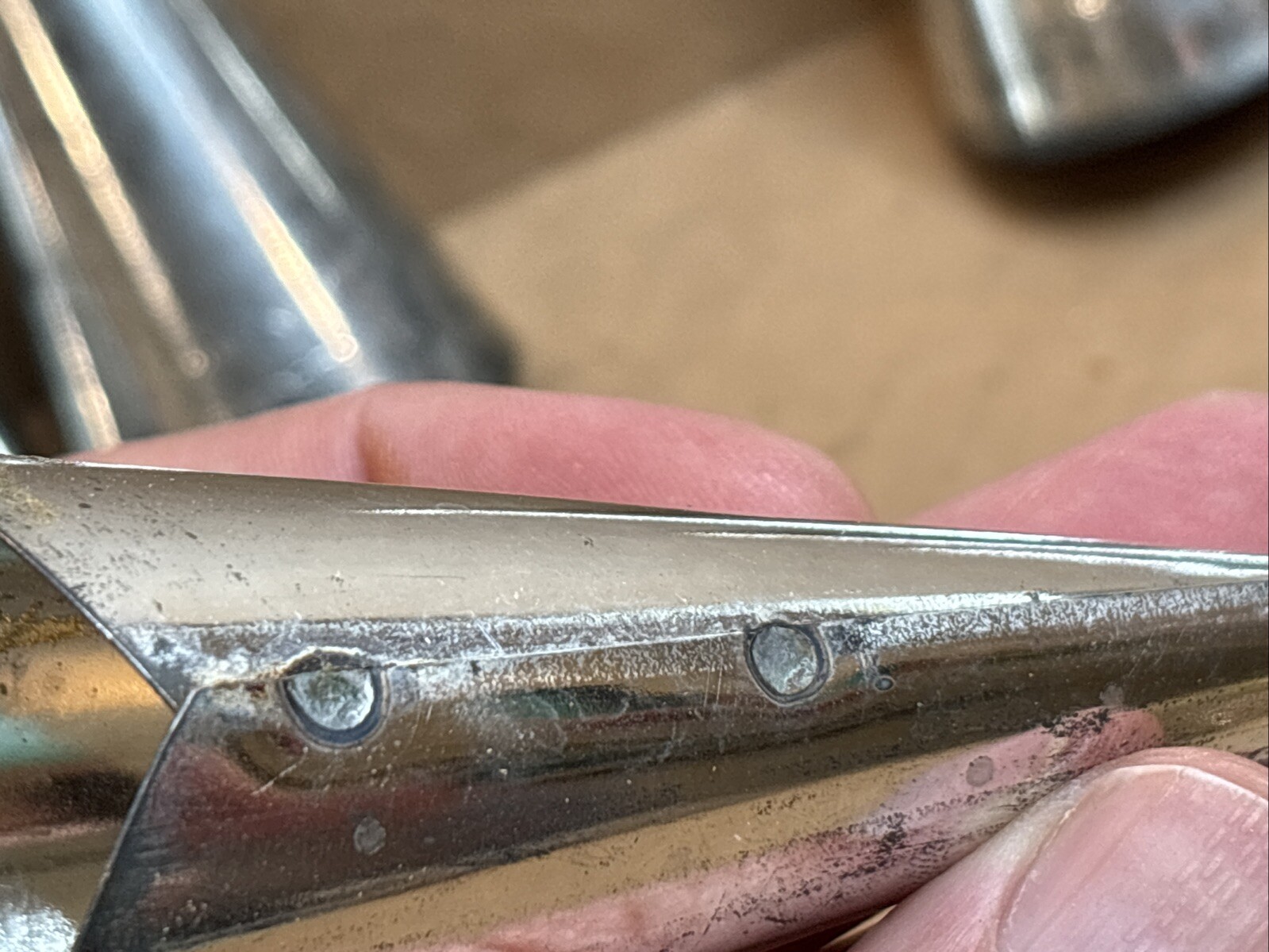 VINTAGE NUTBROWN TIN ICE CREAM CONE HORN MOULDS SILVER SET OF 6