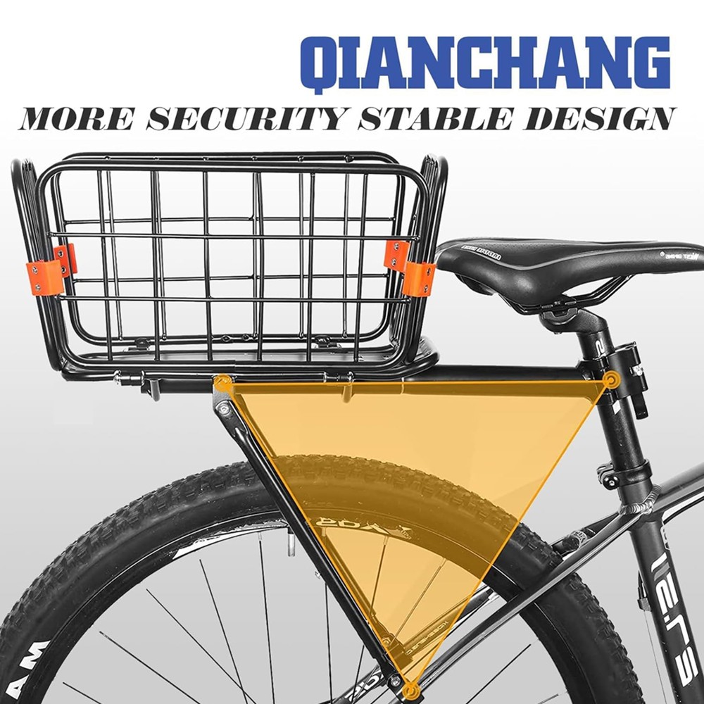 Rear Bike Rack with Basket Aluminum Alloy Adjustable Foldable Basket with Cord