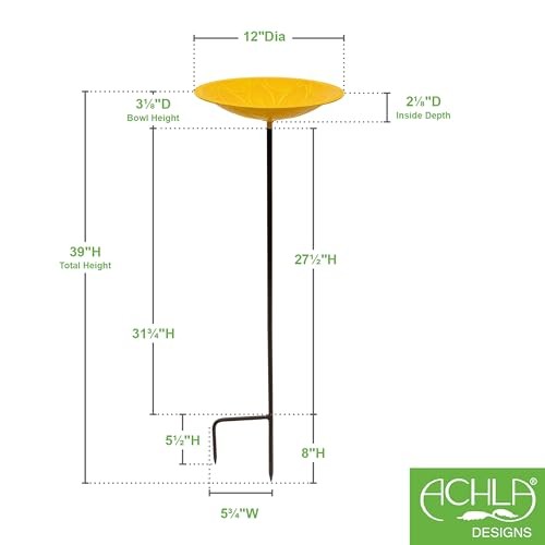 12" Sunflower Lolly Birdbaths with Stake
