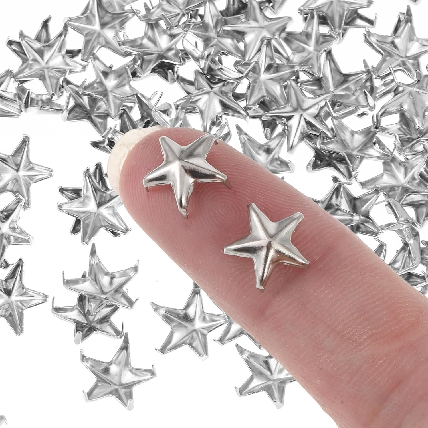 150 PCS Silver Star Studs for Clothing and Bag Decoration