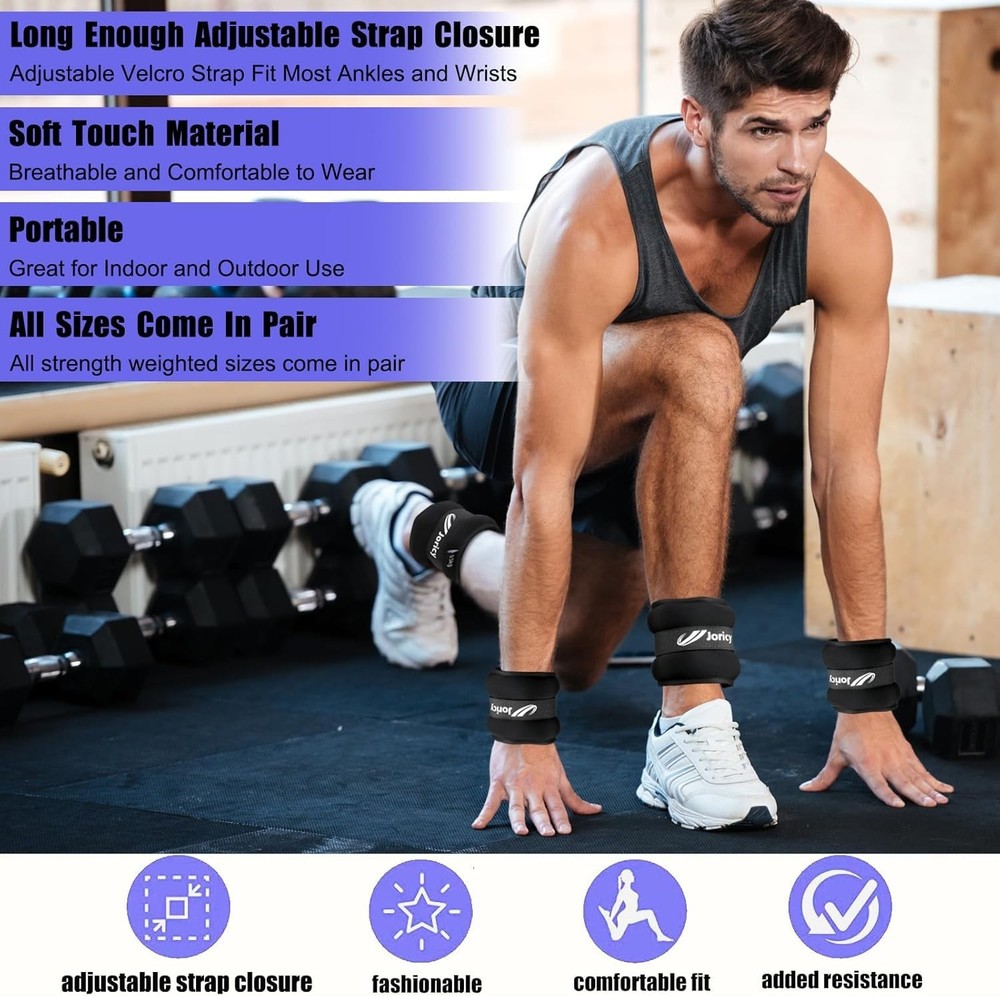 Adjustable Ankle Weights (6 LBS per Pair) for Effective Strength Training