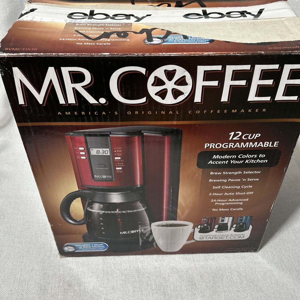 Mr Coffee 12 Cup Programmable Coffee Maker Red Metallic BVMC-TJX36