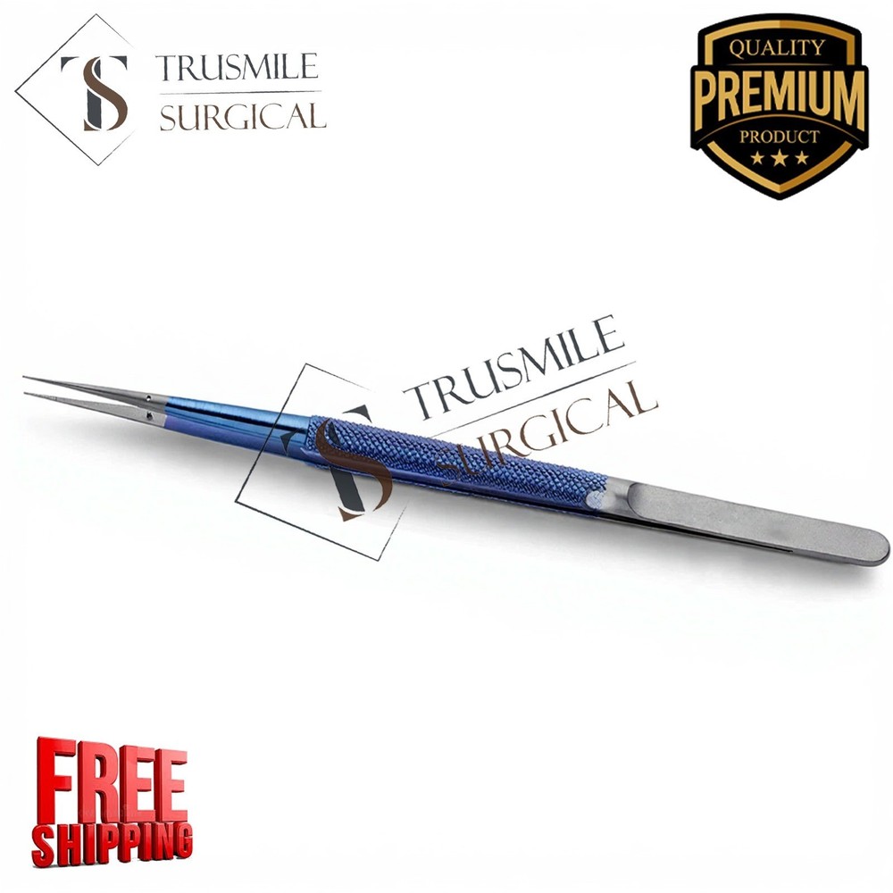 Premium Titanium Micro Forceps 21cm Straight 0.4mm Tip Surgical Instruments