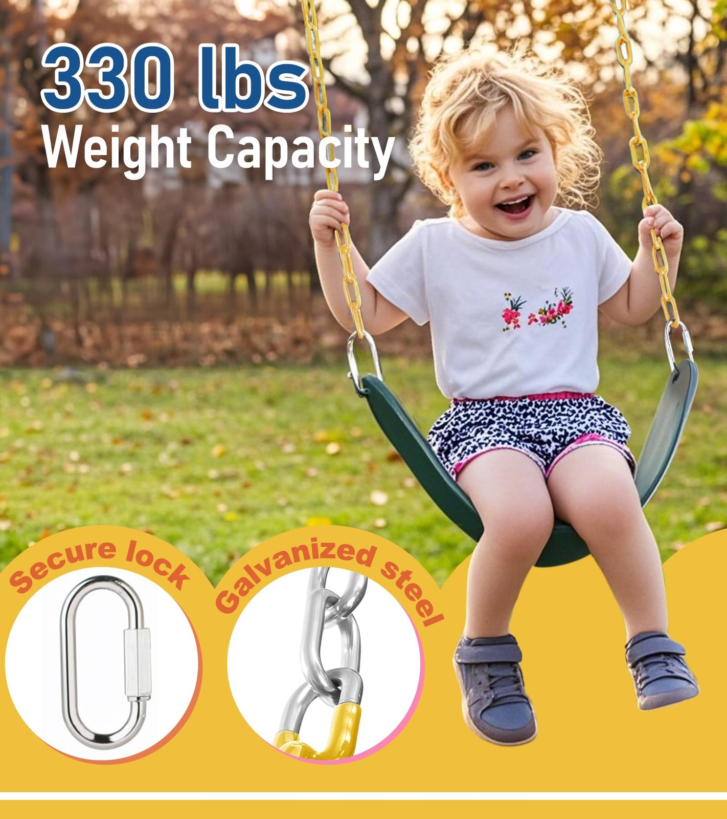 2 Pack Heavy Duty Swing Seats with 66" Rust-Resistant Chains, Swing Set Acces...