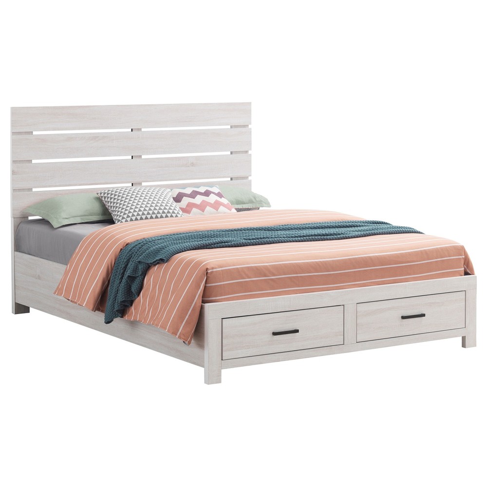 Geary Coastal White Eastern King Storage Panel Bed