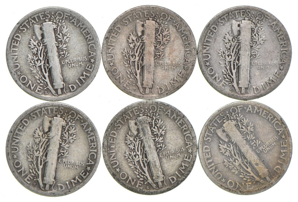 VG+ 1926-S Mercury 90% Silver Dime