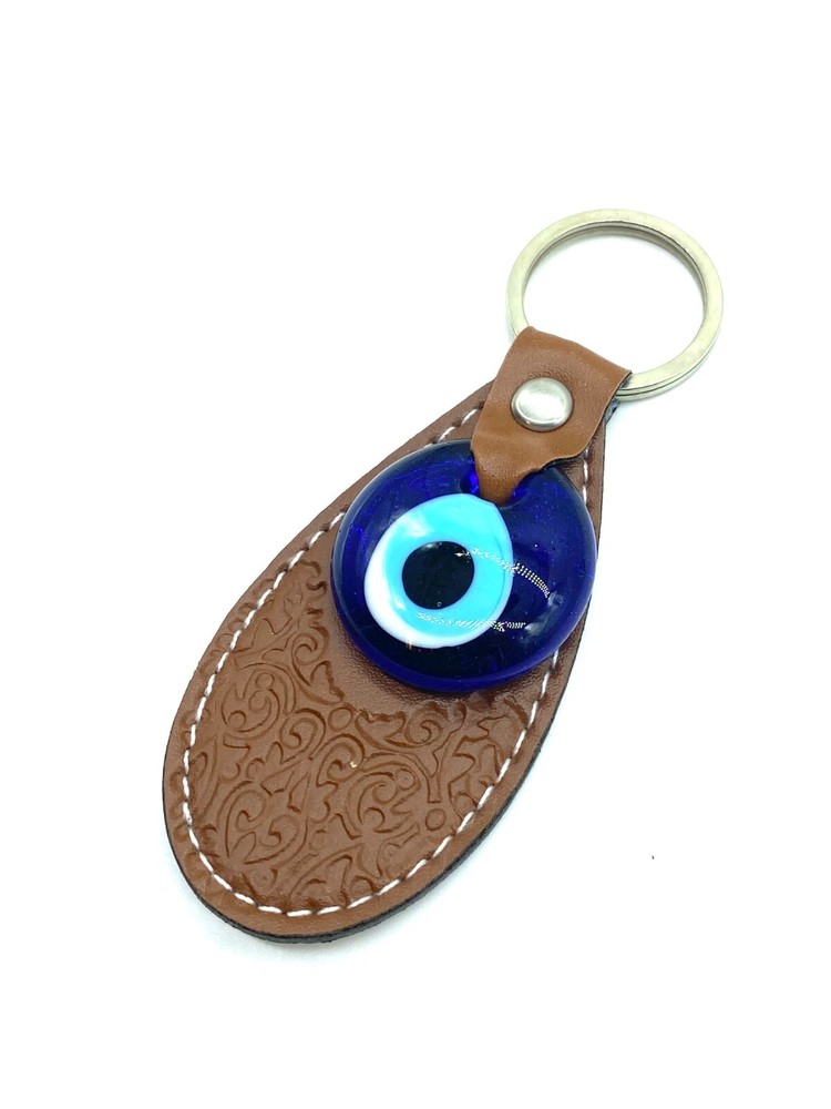 Turkish Leather Evil Eye Key Chain for Protection #1006