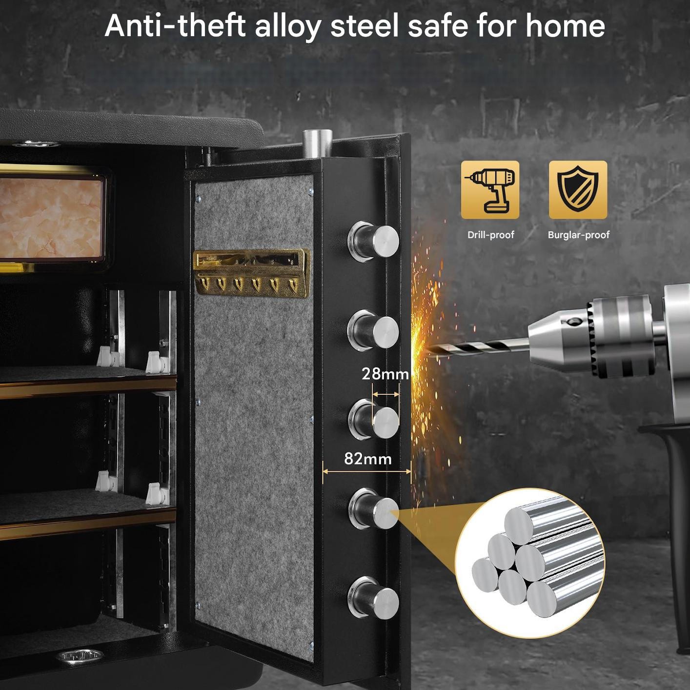 Large Safe Box Safety Steel Fireproof Digital Keypad Lock Home Cash Security New