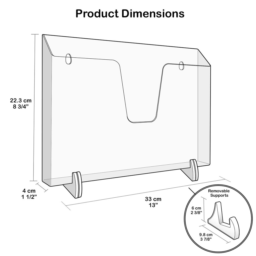 Letter Size Pocket File Holder Horizontal Brochure Display for Wall Counter