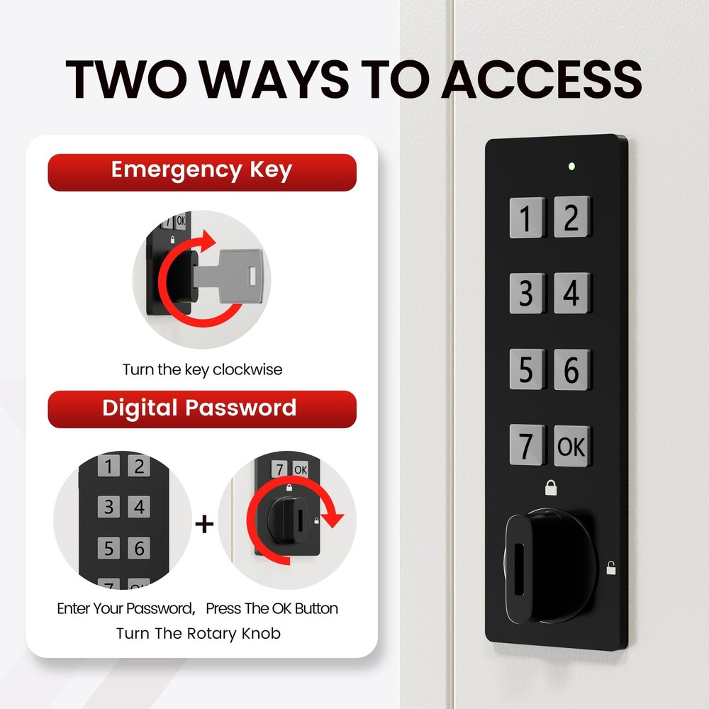 40 Keys Lock Box for Keys with Code, Electronic Key Box Wall Mount Cabinet, P...