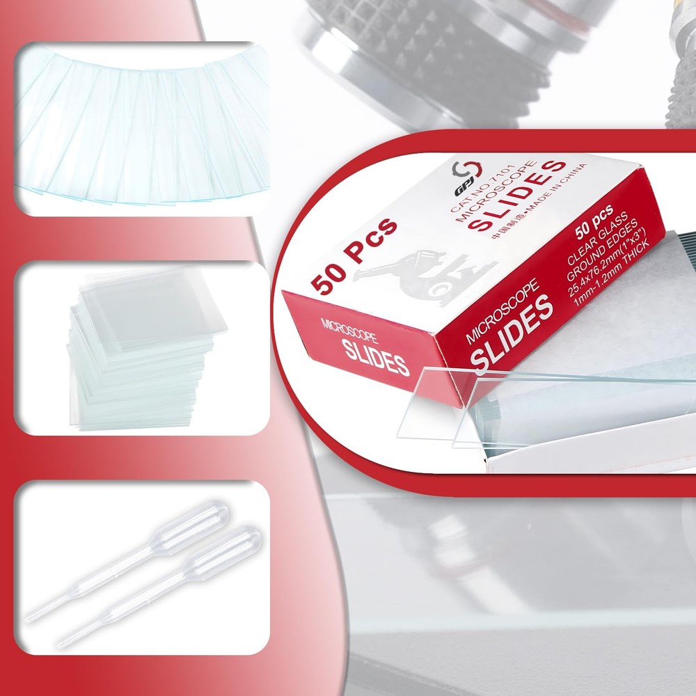 Microscope Slides Clear Glass 50 Pcs Blank Ground Edges 1"...