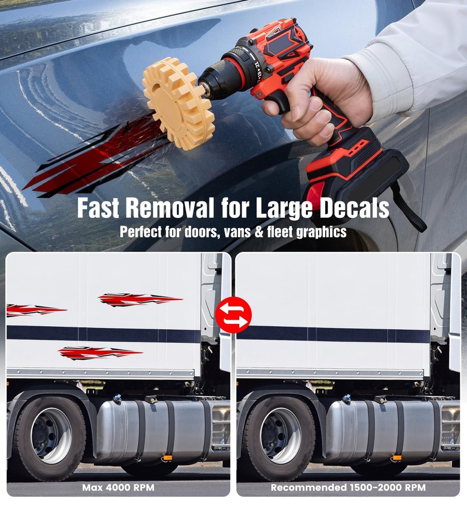 OrbitShell Eraser Wheel Decal Remover Tool Kit, 3 Upgraded Rubber Wheels...