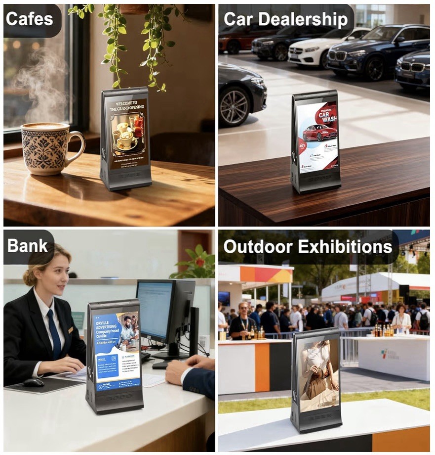 Dual Screen Stand Player Restaurant Table Advertising Digital Menu Display WiFi