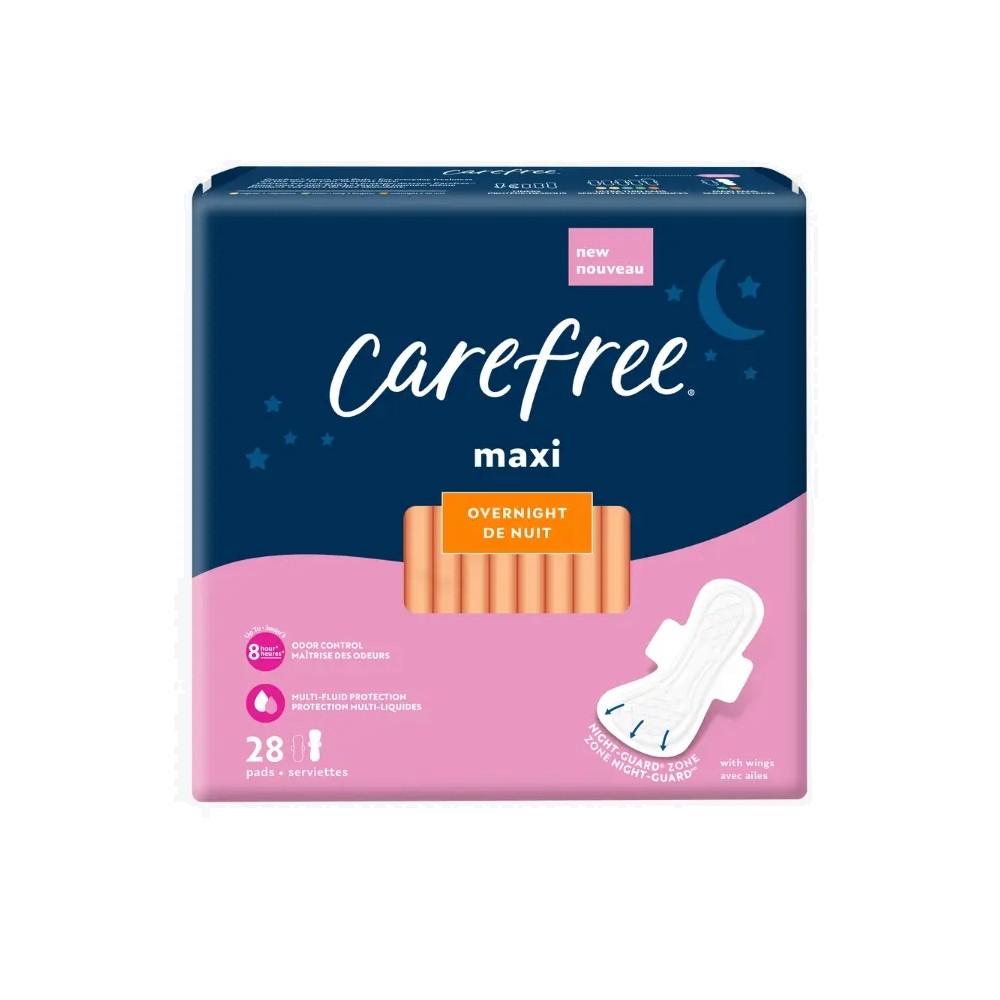 Carefree Pads Maxi - Overnight - Wing - 28 count