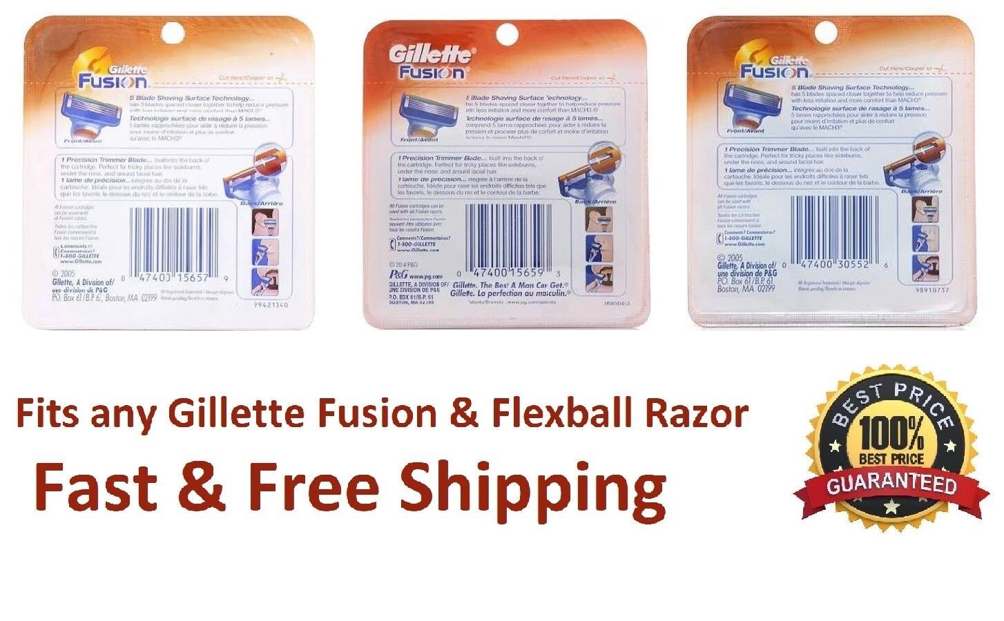 Gillette Fusion 5 Manual Men's Razor Blades Refills Cartridges 1 4 8 16 32 64 80