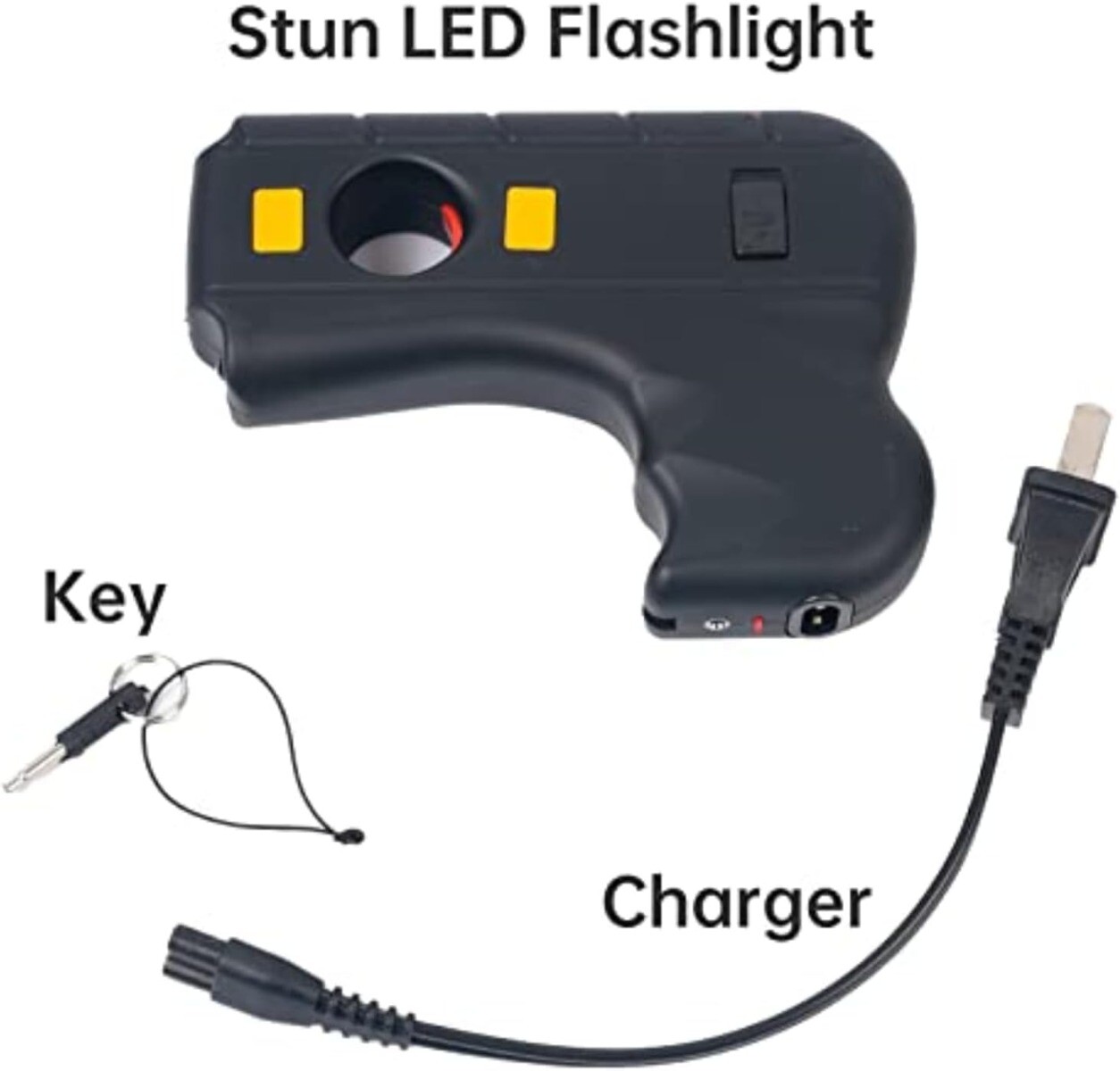 DEFENDER 10 Million Volt Rechargeable Pistol Grip STUN GUN / Light Self Defense