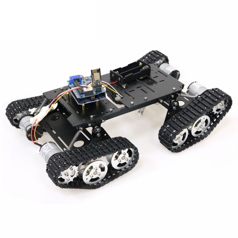 4WD Robot Tank Chassis Kit Chassis + Joystick Control + 4pcs Motors w/ Encoder