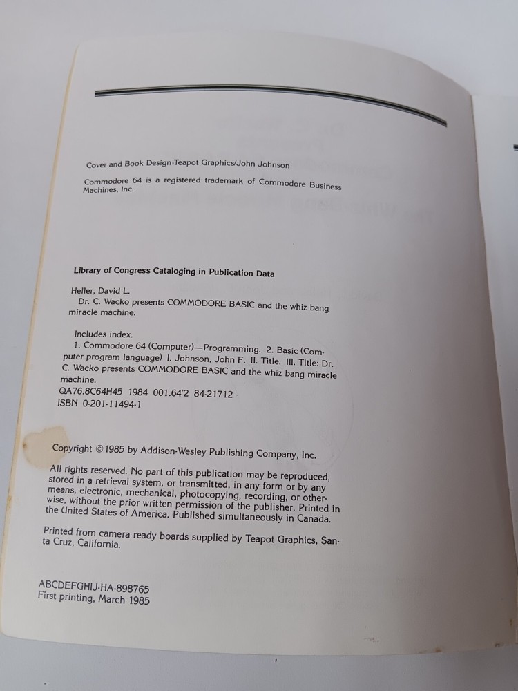 Dr C Wacko Presents Commodore 64 Basic & The WhizBang Micracle Machine Book