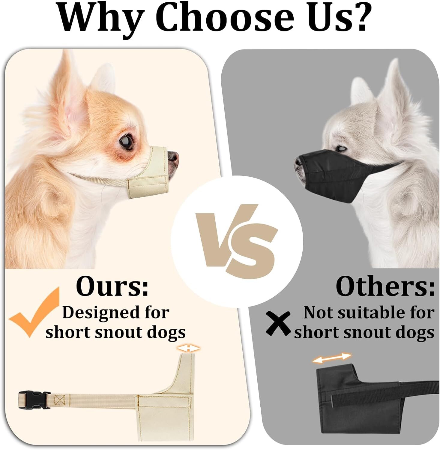 Short Snout Dog Muzzle, Small Muzzle for Chihuahua Shih Tzu American Bully