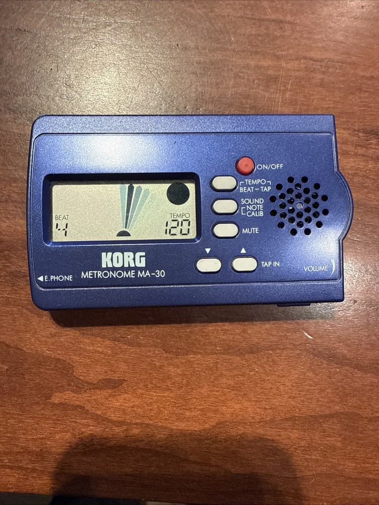 Korg MA-30 Compact Digital Pocket Metronome Blue - Tested - WORKING