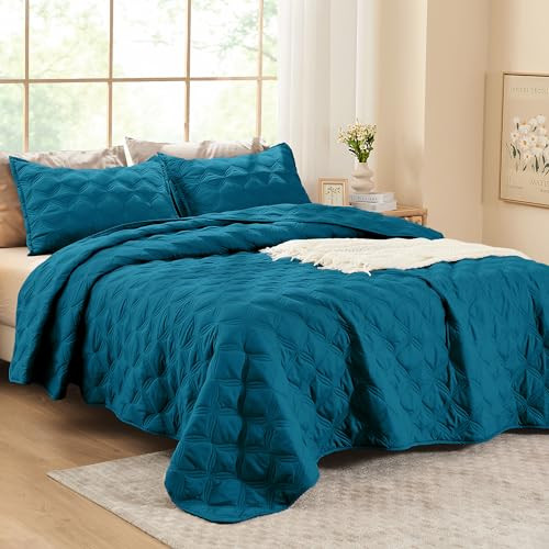 Quilt Set Teal - Oversized Lightweight Summer California King Teal Blue