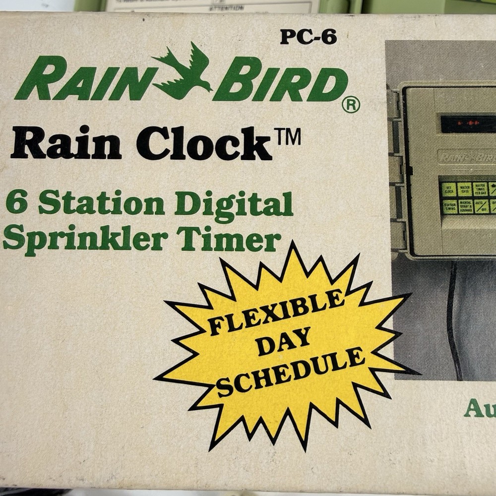 Vintage Rain Bird Rain Clock PC-6 6 Station Digital Sprinkler Timer Controller