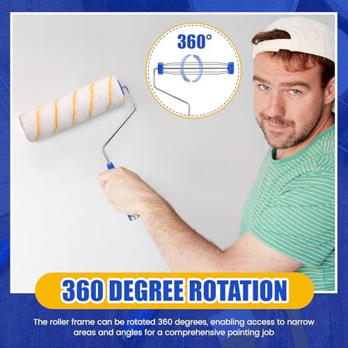 Pack 9 Inch Paint Roller Frame 5 Wire Galvanized Roller Handle Brush 18 Bule