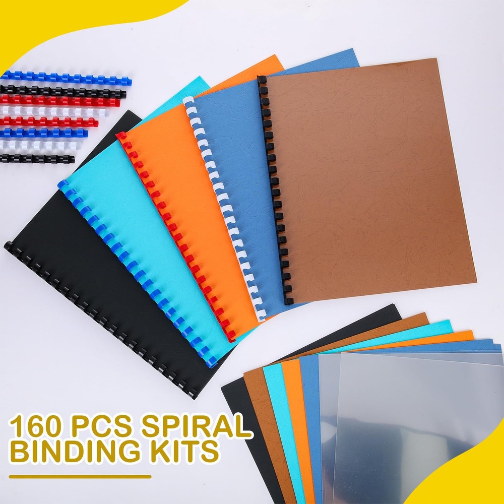 160 Pack Binding Covers and Combs kit 8.5x11 Inches Include 60 Pcs 12 mil Lea...