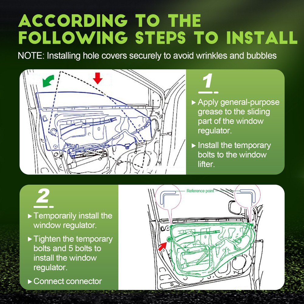 For 1992-2014 Ford E150 E250 E350 Van Front LH w/ Motor Power Window Regulator
