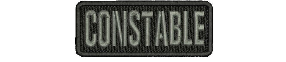 CONSTABLE mbroidery patch 2x5'' hook on back black background gray letters
