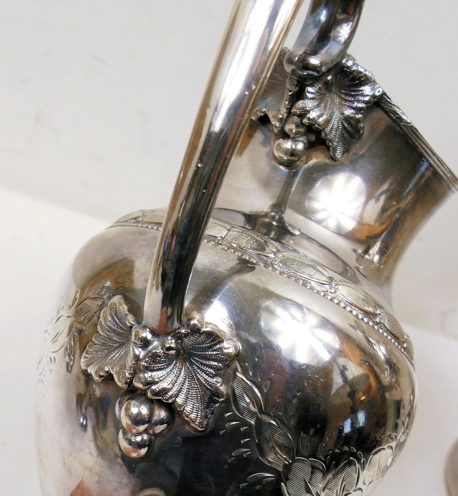 Rogers, Smith & Co Reed & Barton Blanks Silver Plate Tea Set Grape Pattern 1850