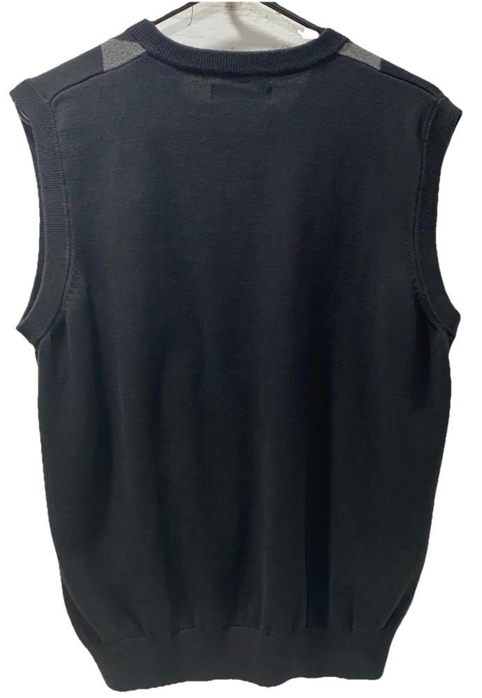Pro Tour Vest Pullover Men’s Size Medium Black Gray Diamond Pattern 100% Cotton