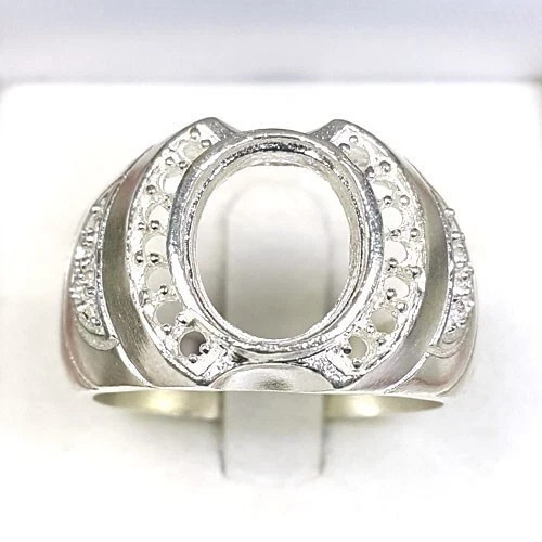 Mens Oval Cabochon Ring Setting Sterling Silver