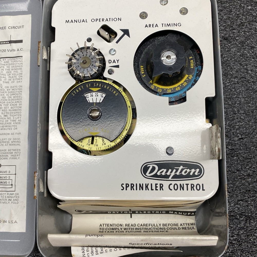 Dayton Time Switch Model 2E220 Sprinkler Control 3 Circuit Switch 120V