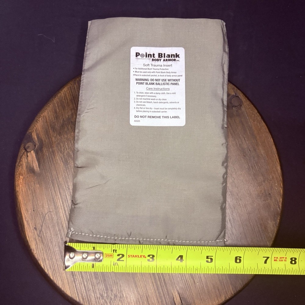 PB Trauma Plate Insert 5x8 Soft Impact Panel Body Armor GREY