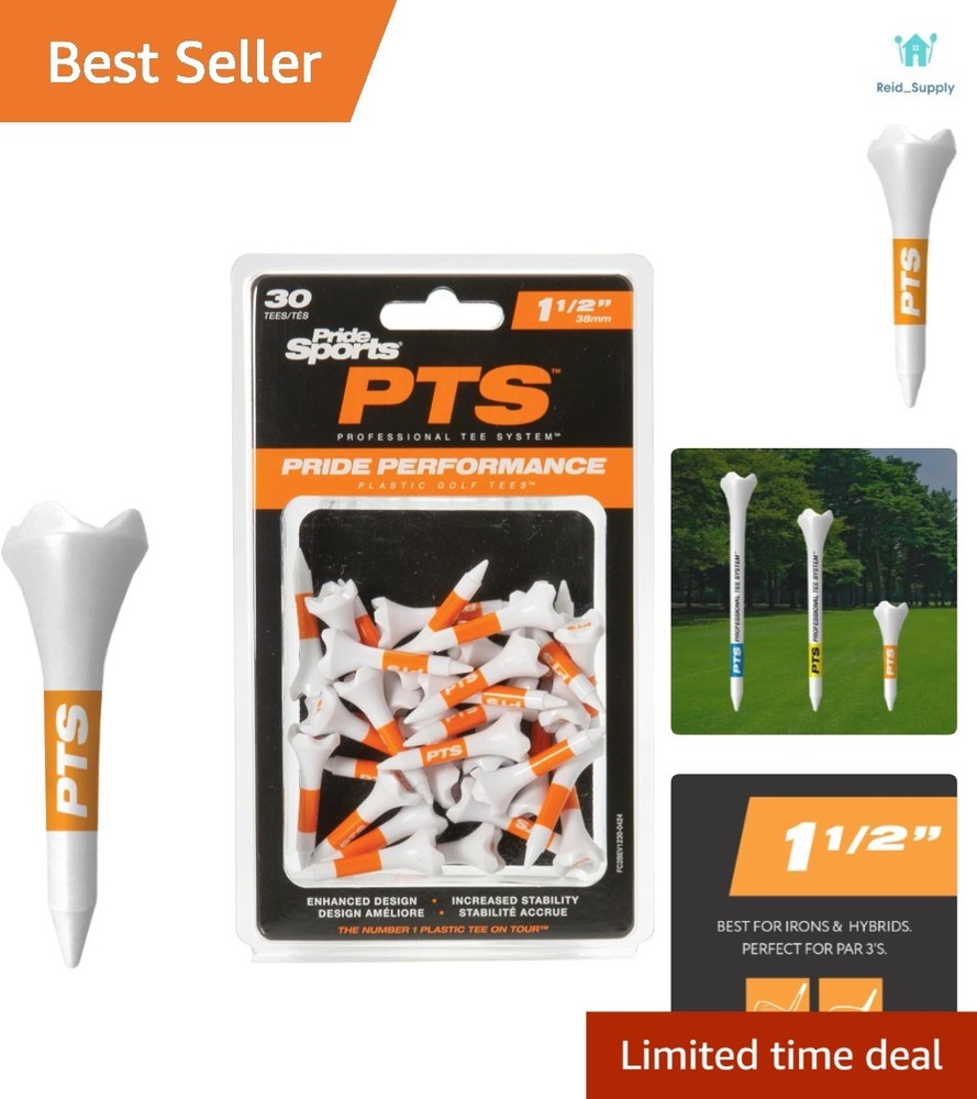 PTS Plastic Golf Tees - 30 Count, 1-1/2 Inch | Durable & Low-Resistance Design