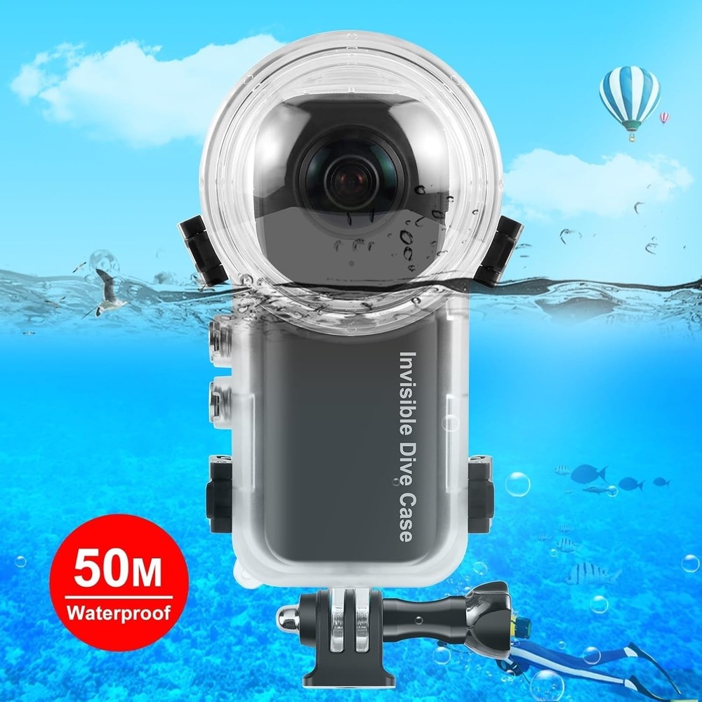 Insta360 X3 Dive Case 50M Waterproof Invisible Housing PC Shell Mount Bracket