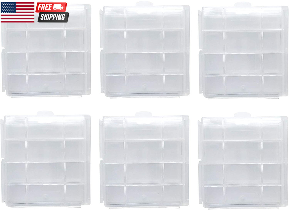 Battery Storage Case for AA/AAA, Battery Holder Box (6Pack Clear)
