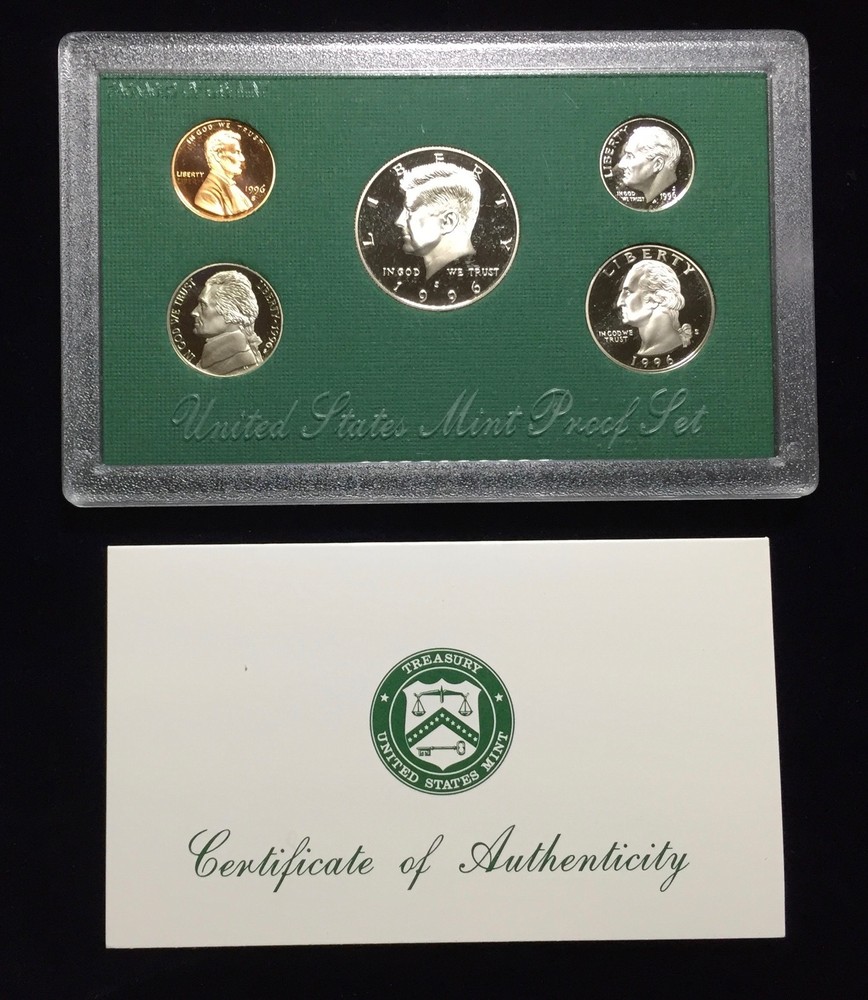 1996 US Mint Proof Set 5 Piece Clad Set COA