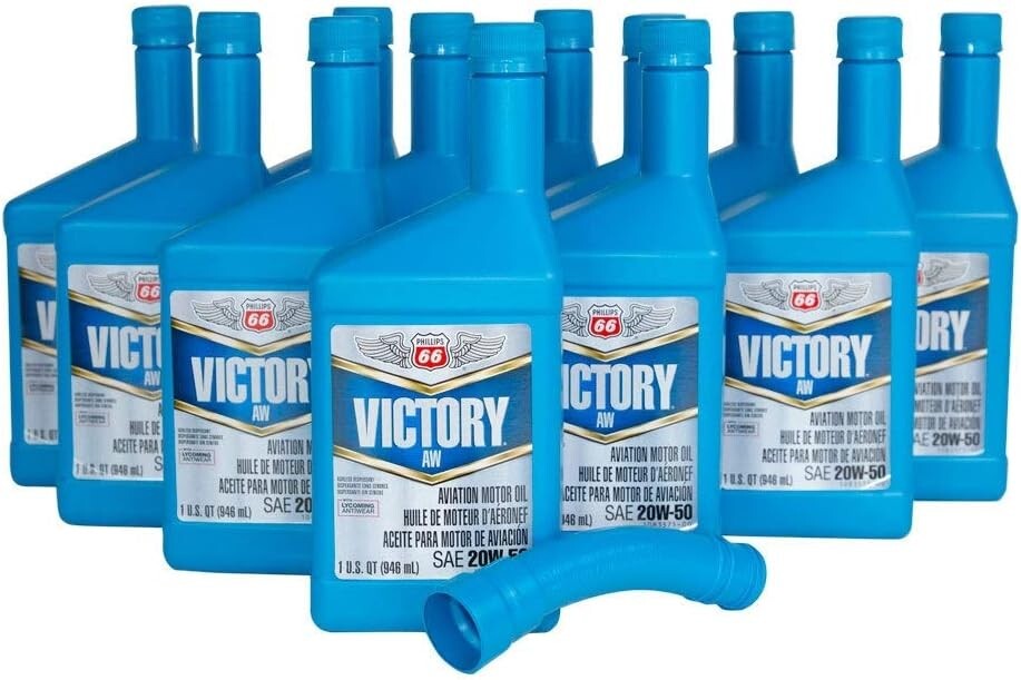 Phillips 66 Victory AW Aviation Oil 20W50; 1083556; Case of 12 - 1 Quart Bottles