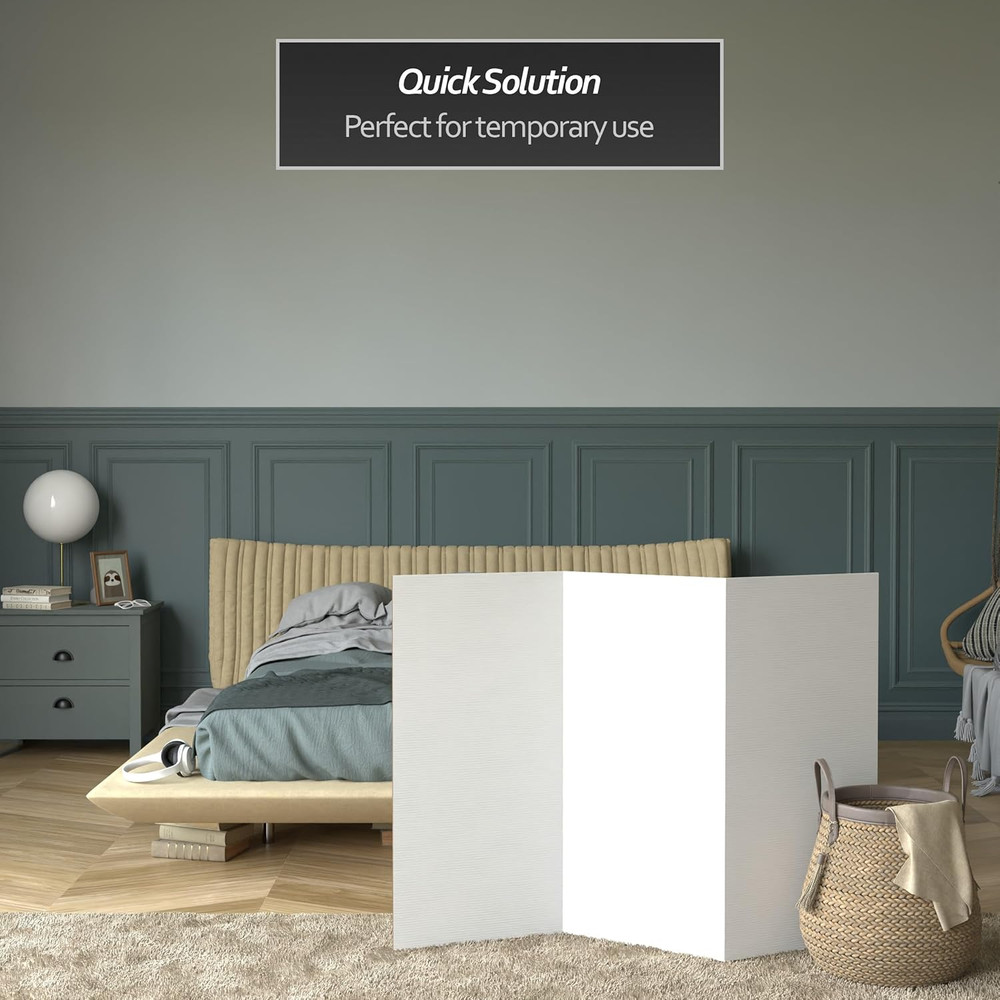 3ft White Folding Cardboard Screen - 3 Panel Temporary Room Divider
