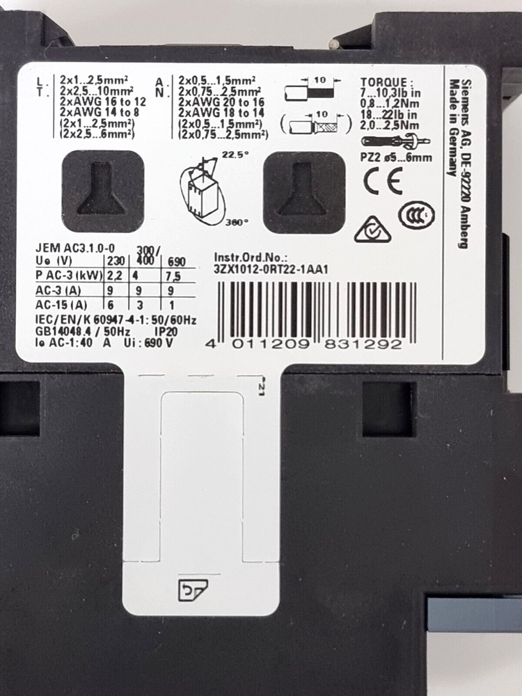 SIEMENS 3RT2023-1AF00 Contactor