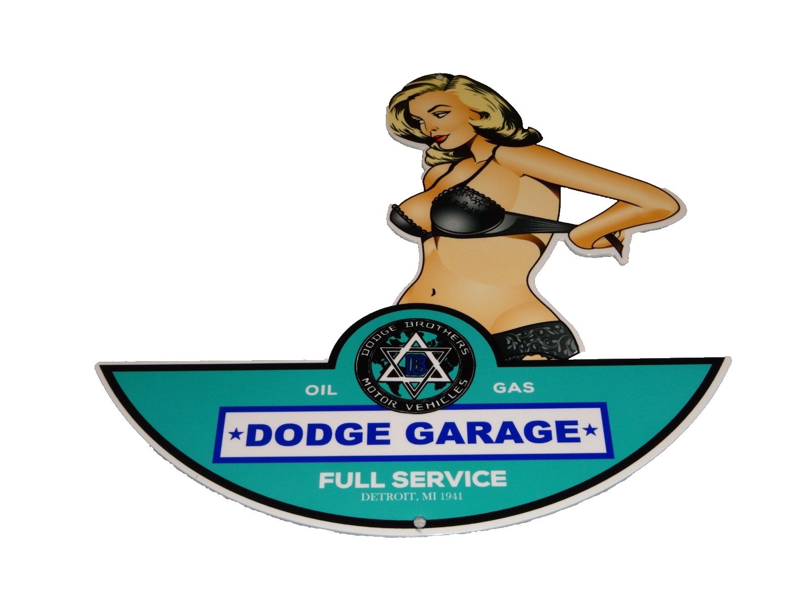 VINTAGE DODGE BROTHERS MOTOR VEHICLE SERVICE GARAGE 👩 WOMAN METAL GASOLINE SIGN