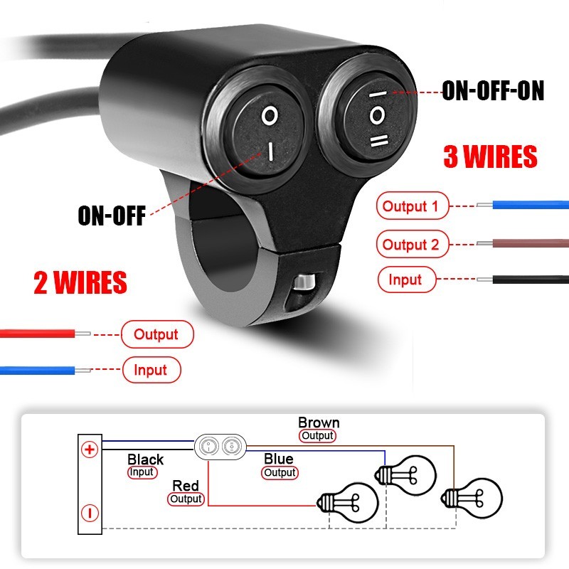 Motorcycle Double Button Switch On Off Handlebar 7/8" Fog Spot Light Headlight