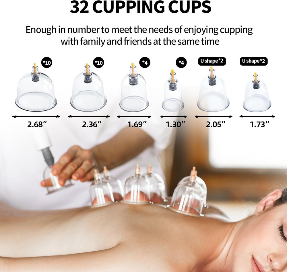 Cupping Kit for Massage Therapy - 32 Cups Professional Chinese Set...