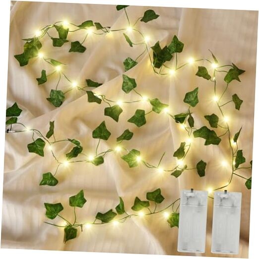 (New) 2 Pack Vines with Lights, 6.56FT 40 LED String Lights with Leaf, 40LED