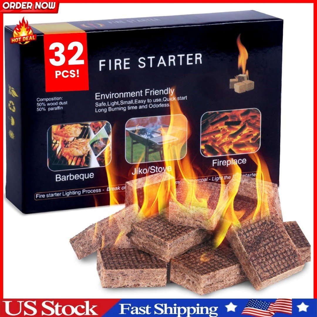 Fire Starter, Easy-Burning Fire Starter Squares for Wood Stoves, Campfires, Gril