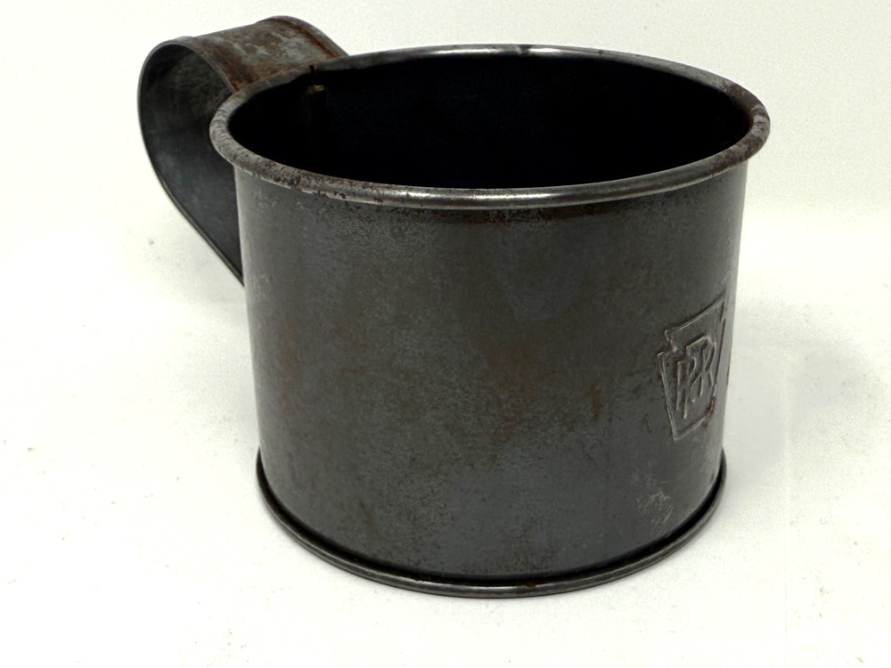PRR marked tin drinking cup Pennsylvania Railroad